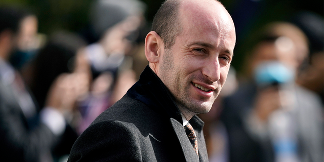 In this Oct. 30, 2020 file photo, President Do<em></em>nald Trump's White House Senior Adviser Stephen Miller follows President Do<em></em>nald Trump on the South Lawn of the White House in Washington. Alabama U.S. Rep. Mo Brooks, teasing the announcement of a possible run for U.S. Senate, has scheduled a campaign rally on Monday, March 22, 2021, wher<em></em>e he will be joined by Miller. (AP Photo/Patrick Semansky, File)