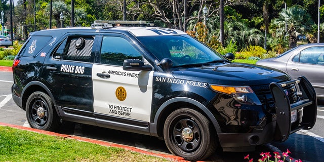 A K-9 police vehicle stationed in Balboa Park in San Diego March 19, 2019.