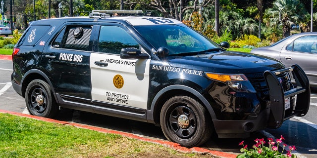 A K-9 police vehicle stationed in Balboa Park in San Diego March 19, 2019.