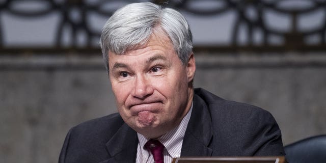 Senator Sheldon Whitehouse, a Democrat from Rhode Island, speaks during a Senate Judiciary Committee confirmation hearing on April 28, 2021. 