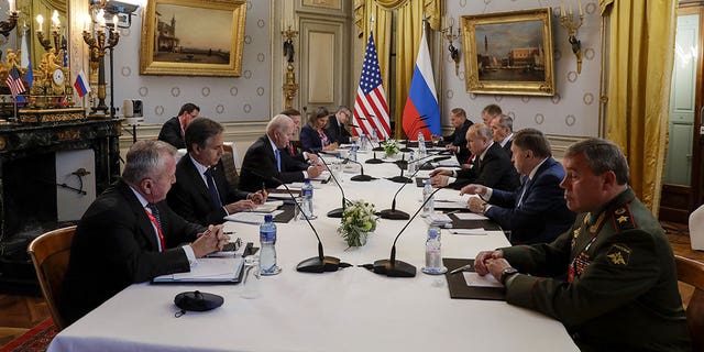 President Biden and Russia's President Vladimir Putin meet for talks at the Villa La Grange in Geneva, Switzerland, on June 16, 2021. (Mikhail Metzel/TASS)