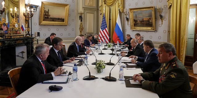 President Biden and Russia's President Vladimir Putin meet for talks at the Villa La Grange in Geneva, Switzerland, on June 16, 2021. (Mikhail Metzel/TASS)