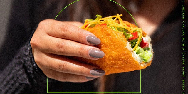 Taco Bell has launched a limited-time plant-based shell alternative for its Naked Chicken Chalupa at one location in Irvine, California. (Courtesy of Taco Bell)