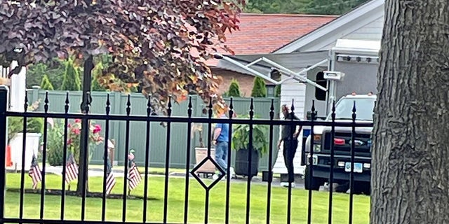Crime-scene work gets underway at a Westport, Connecticut, home where two bodies were found Thursday. (Connor Ryan/Fox News)
