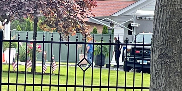 Crime-scene work gets underway at a Westport, Connecticut, home where two bodies were found Thursday. (Connor Ryan/Fox News)