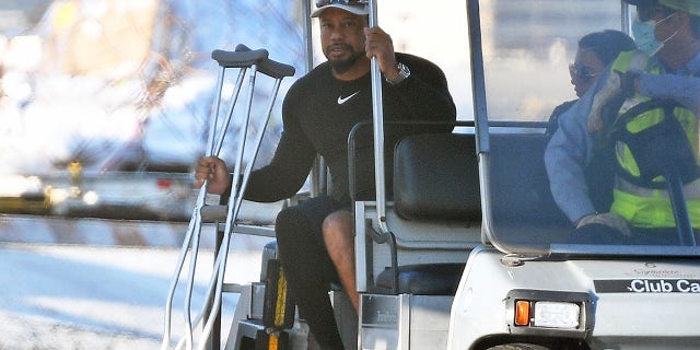Tiger Woods was seen in Los Angeles for presumably the first time since his horrific crash in February. (The Image Direct / BACKGRID USA)