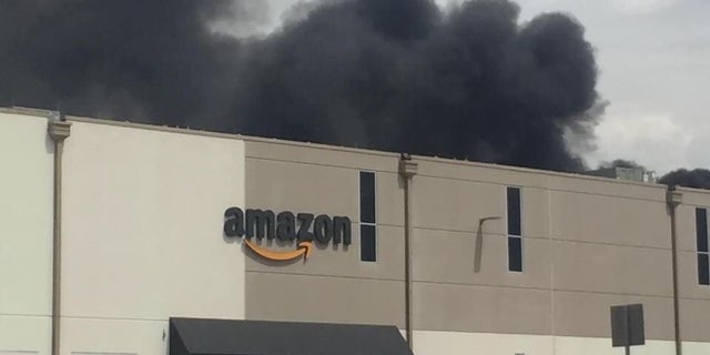 Fire breaks out at the Amazon warehouse in Perryville, MD