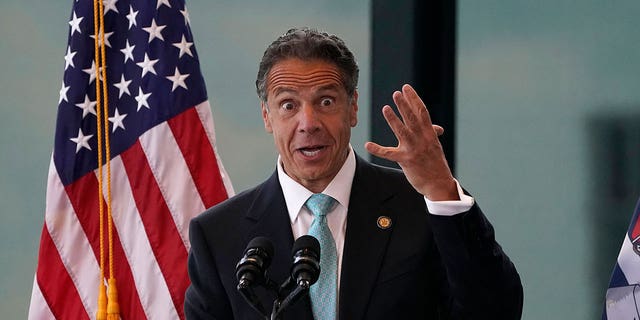 Former New York Gov. Andrew Cuomo speaks during an event at One World Trade Center in New York on June 15, 2021. (TIMOTHY A. CLARY/AFP via Getty Images)
