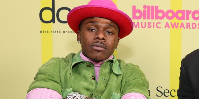 DaBaby poses backstage for the 2021 Billboard Music Awards broadcast May 23, 2021, at Microsoft Theater in Los Angeles. 