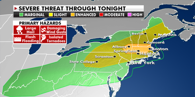 The severe weather threat for Wednesday. (Fox News)