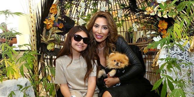 Farrah Abraham (R) and daughter Sophia Laurent Abraham attend Debbie Durkin's EcoLuxe Lounge Honoring Film Award Nominees 2020 at The Beverly Hilton Hotel on February 07, 2020
