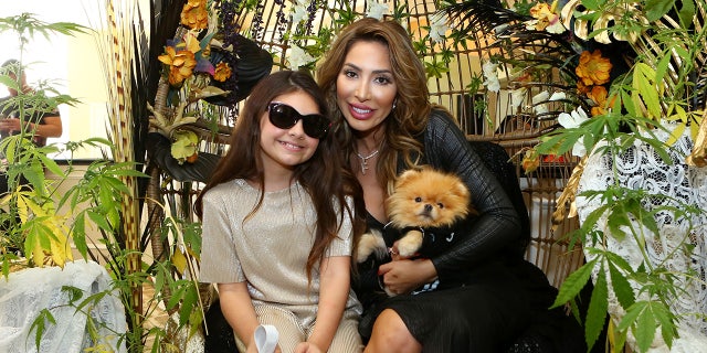 Farrah Abraham (R) and daughter Sophia Laurent Abraham attend Debbie Durkin's EcoLuxe Lounge Honoring Film Award Nominees 2020 at The Beverly Hilton Hotel on February 07, 2020