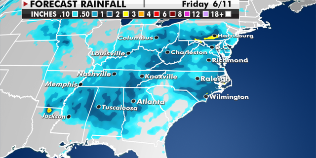 Expected rainfall totals through Friday. (Fox News)
