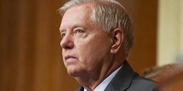 Senator Lindsey Graham, a Republican from South Carolina, listens during a hearing looking into the budget estimates for National Institute of Health (NIH) and the state of medical research on Capitol Hill in Washington, DC on May 26, 2021. (Photo by Stefani Reynolds / POOL / AFP) (Photo by STEFANI REYNOLDS/POOL/AFP via Getty Images)
