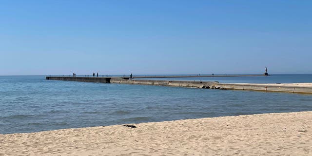 Alyssa DeWitt ran out onto this pier at First Street Beach in Michigan to save a group of girls who waded too far into the water.