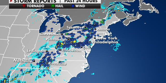 Storm reports in the last 24 hours. (Fox News)