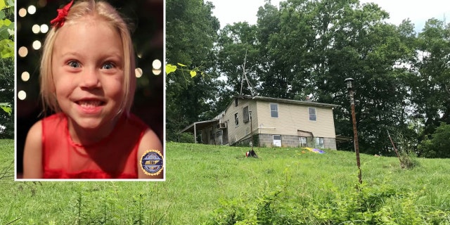 A photo of Summer Wells over a photo of her Rogersville home