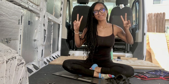 Jasmine Wilson, 28, from Battle Creek, Michigan, decided to move into a van during the coronavirus pandemic. She renovated the van herself, even though she didn't know what she was doing when she started. 