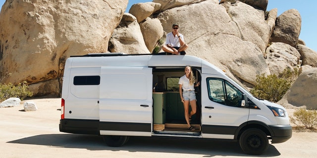 The Landheers bought a $25,500 Ford Transit T-350 van and spent five months and $13,000 renovating it, before they started their journey in March of this year. (SWNS)