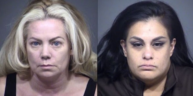 Mary Garcia, left, and Melinda Rodriguez were arrested by Mesa Police on June 17 for allegedly using an in-store app to steal products from Walmart stores in Arizona, California, Utah, Colorado and Texas. (Mesa Police Department)