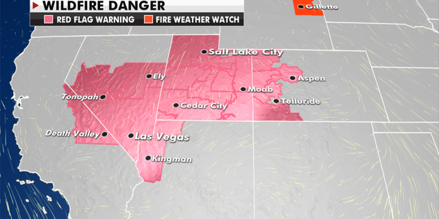 The current risk of wildfires in the West. (Fox News)