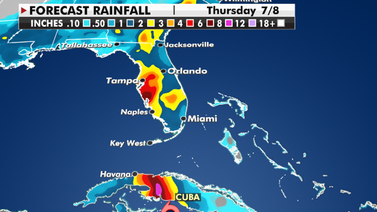 Expected rainfall totals through Thursday. (Fox News)