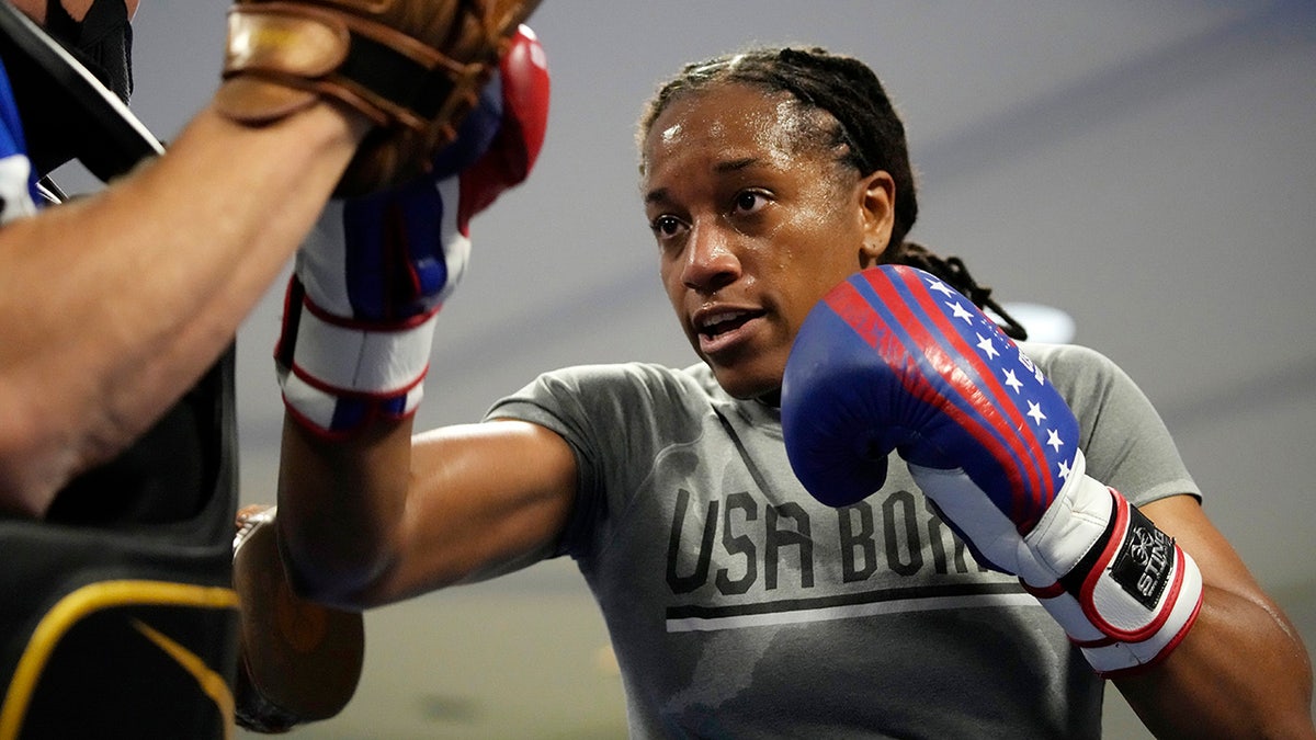 USA Boxing team member Naomi Graham takes part in drills during a media day for the team in Colorado Spring, Colo., Monday, June 7, 2021. With Claressa Shields on to her pro careers in boxing and mixed martial arts, the U.S. team needed a replacement at the weight class Shields has dominated ever since women were allowed to fight at the Olympics nine years ago. USA Boxing found a soldier. (AP Photo/David Zalubowski, File)
