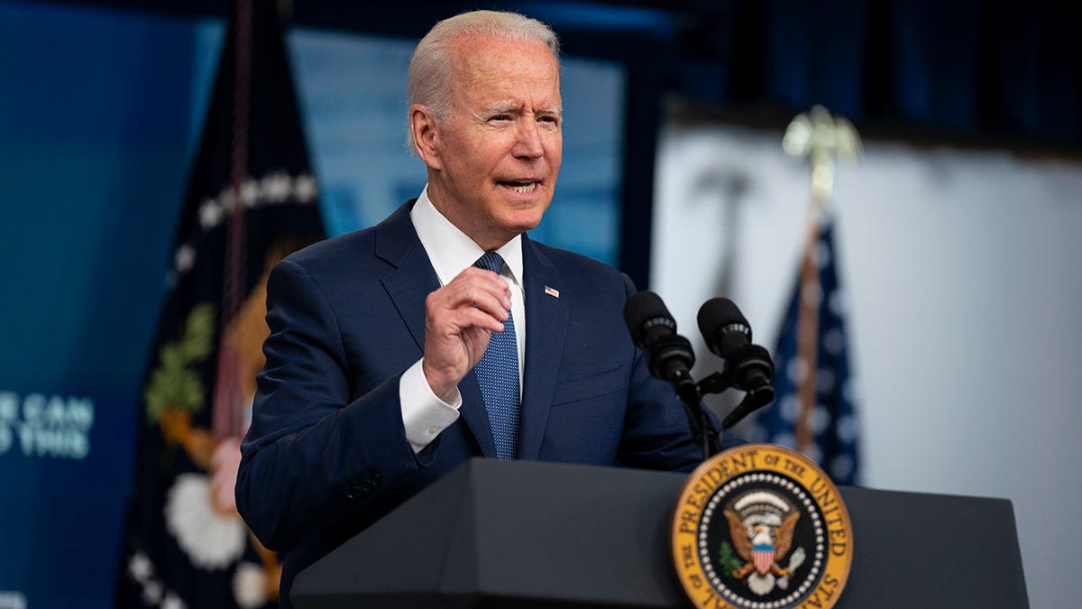 President Joe Biden speaks about the COVID-19 vaccination program