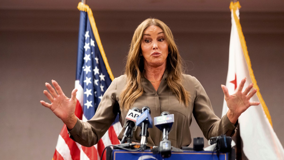 FILE — In this July 9, 2021,file photo Caitlyn Jenner, a Republican candidate for California governor, speaks during a news conference in Sacramento, Calif. Jenner has described herself as a fiscal conservative who is liberal on social issues. But she’s proven gaffe-prone in interviews. (AP Photo/Noah Berger,File)