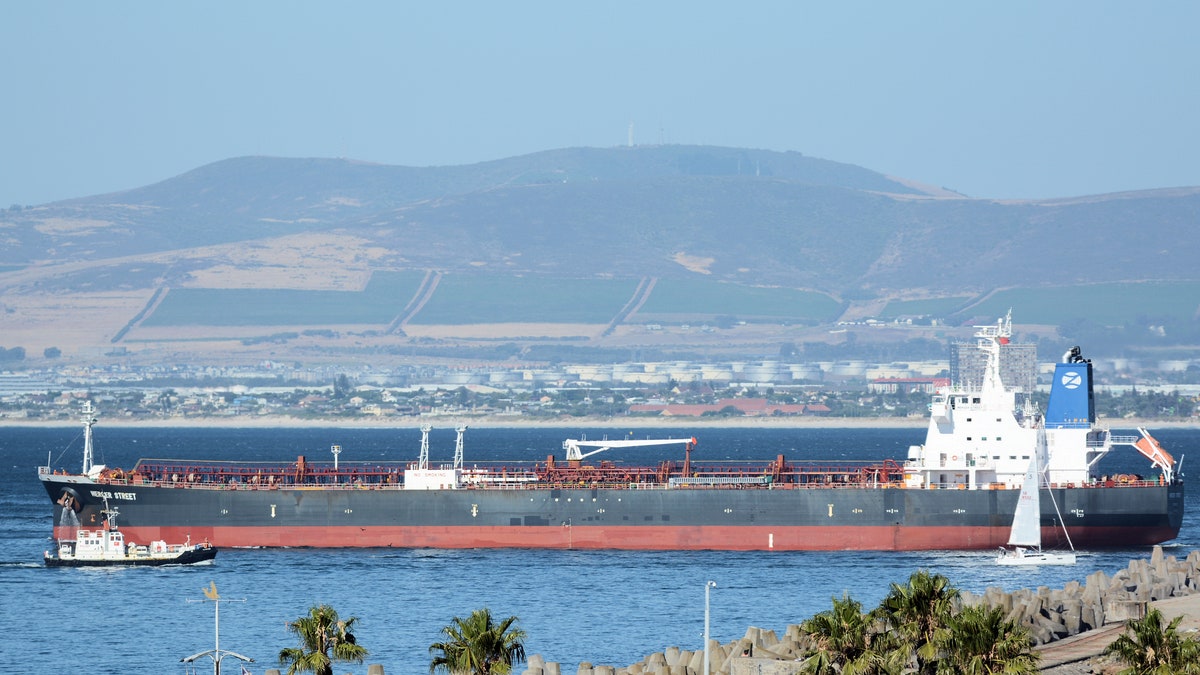 This Jan. 2, 2016 photo shows the Liberian-flagged oil tanker Mercer Street off Cape Town, South Africa. The oil tanker linked to an Israeli billionaire reportedly came under attack off the coast of Oman in the Arabian Sea, authorities said Friday, July 30, 2021, as details about the incident remained few. (Johan Victor via AP)