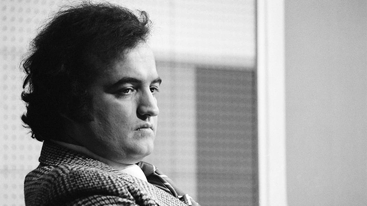 Saturday Night Live star John Belushi in black and white photo