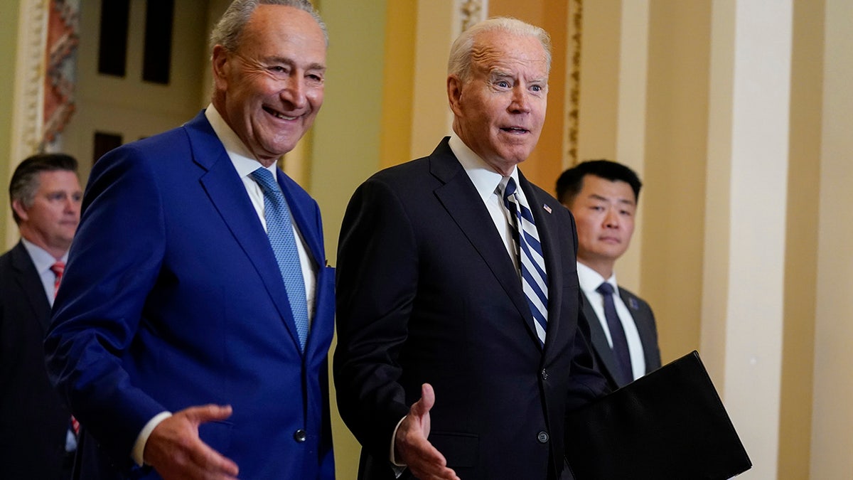 Chuck Schumer with Joe Biden in Washington