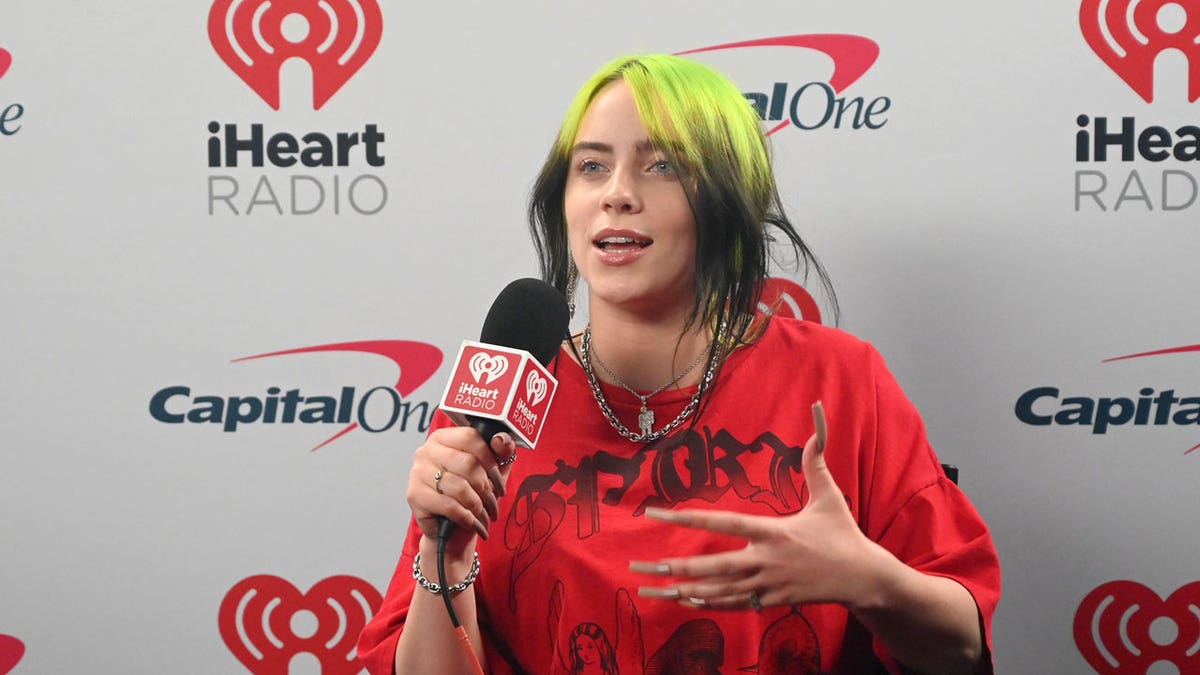 Billie Eilish speaks during an iHeartRadio interview.