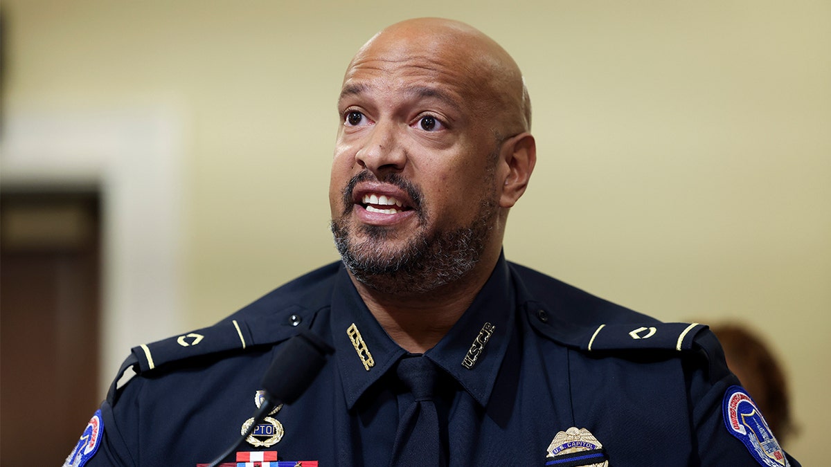 U.S. Capitol Police Sgt. Harry Dunn testifies during the House select committee hearing on the Jan. 6 attack on Capitol Hill in Washington, Tuesday, July 27, 2021. 