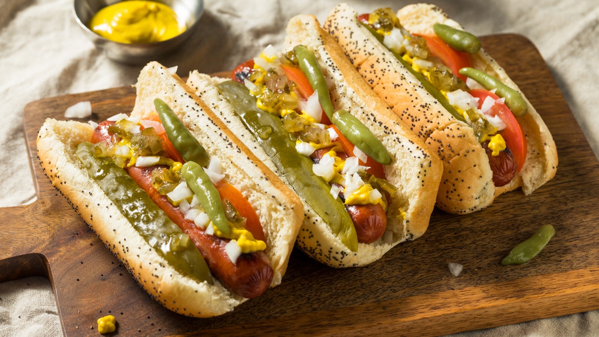 Chicago style hot dogs