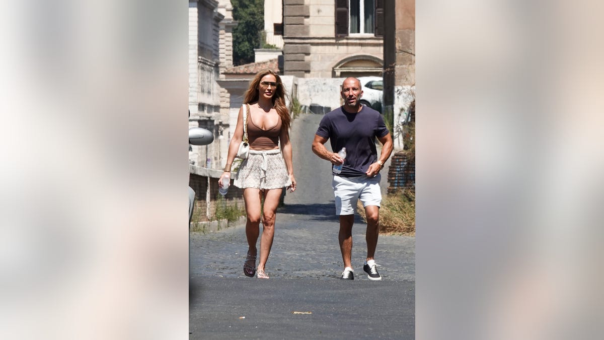 Chrishell Stause and Jason Oppenheim are seen on July 30, 2021 in Rome, Italy. (Photo by Professor Sorcio/MEGA/GC Images)