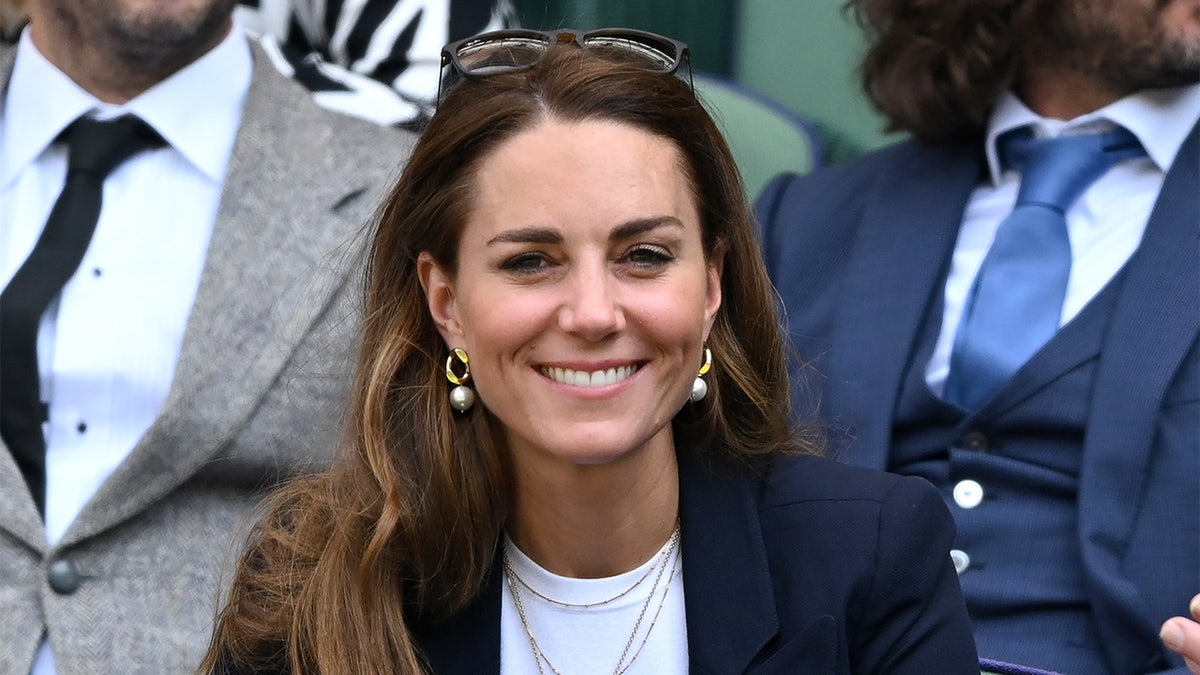 Catherine, Duchess of Cambridge attends the Wimbledon Tennis Championships at the All England Lawn Tennis and Croquet Club on July 02, 2021 in London, England. 