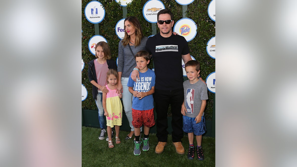 Actor Mark Wahlberg, wife model Rhea Durham and their children.