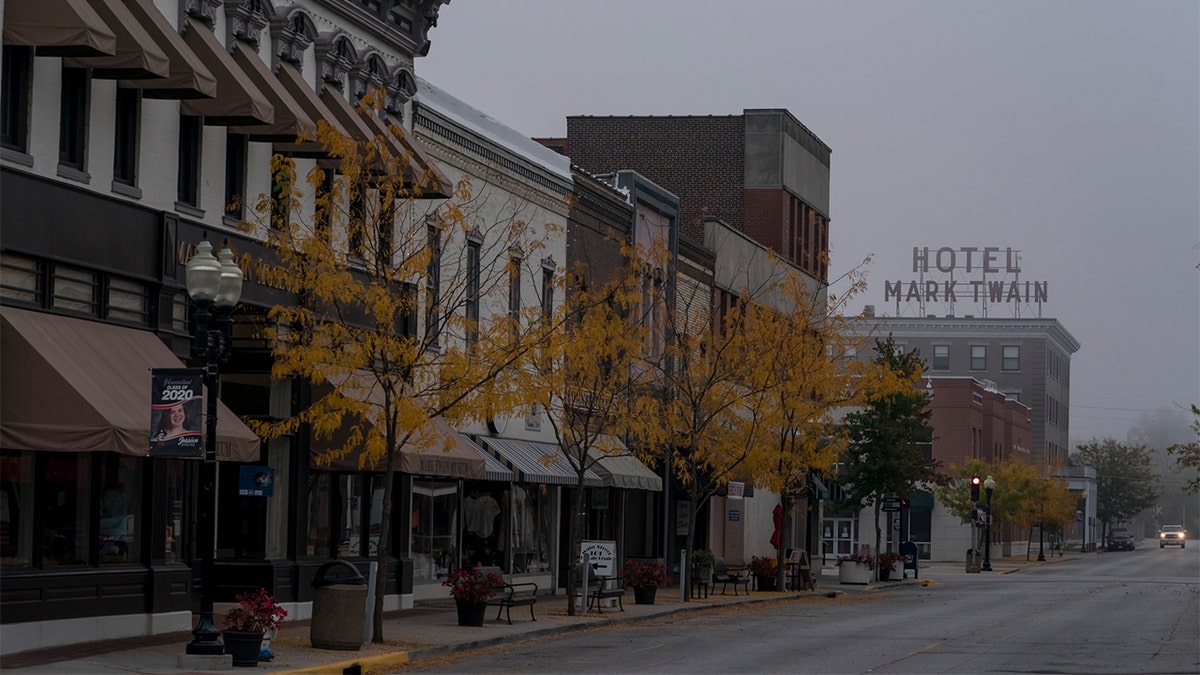 The town of Hannibal, Missouri, the childhood home of Mark Twain. According to the Mark Twain House &amp; Museum, the writer moved here when he was 4 years old.