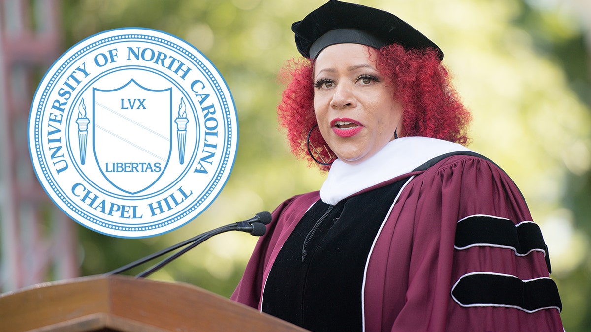 ATLANTA, GEORGIA - MAY 16: Author Nikole Hannah-Jones speaks on stage during the 137th Commencement at Morehouse College on May 16, 2021 in Atlanta, Georgia. (Photo by Marcus Ingram/Getty Images)