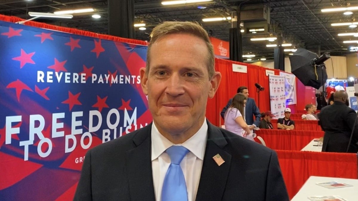 Rep. Tedd Budd of North Carolina, a GOP candidate for Senate in 2022, speaks with Fox News at CPAC in Dallas, Texas, on July 9, 2021.