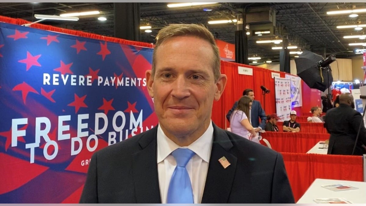 Rep. Tedd Budd of North Carolina, a GOP candidate for Senate in 2022, speaks with Fox News at CPAC in Dallas, Texas, on July 9, 2021.