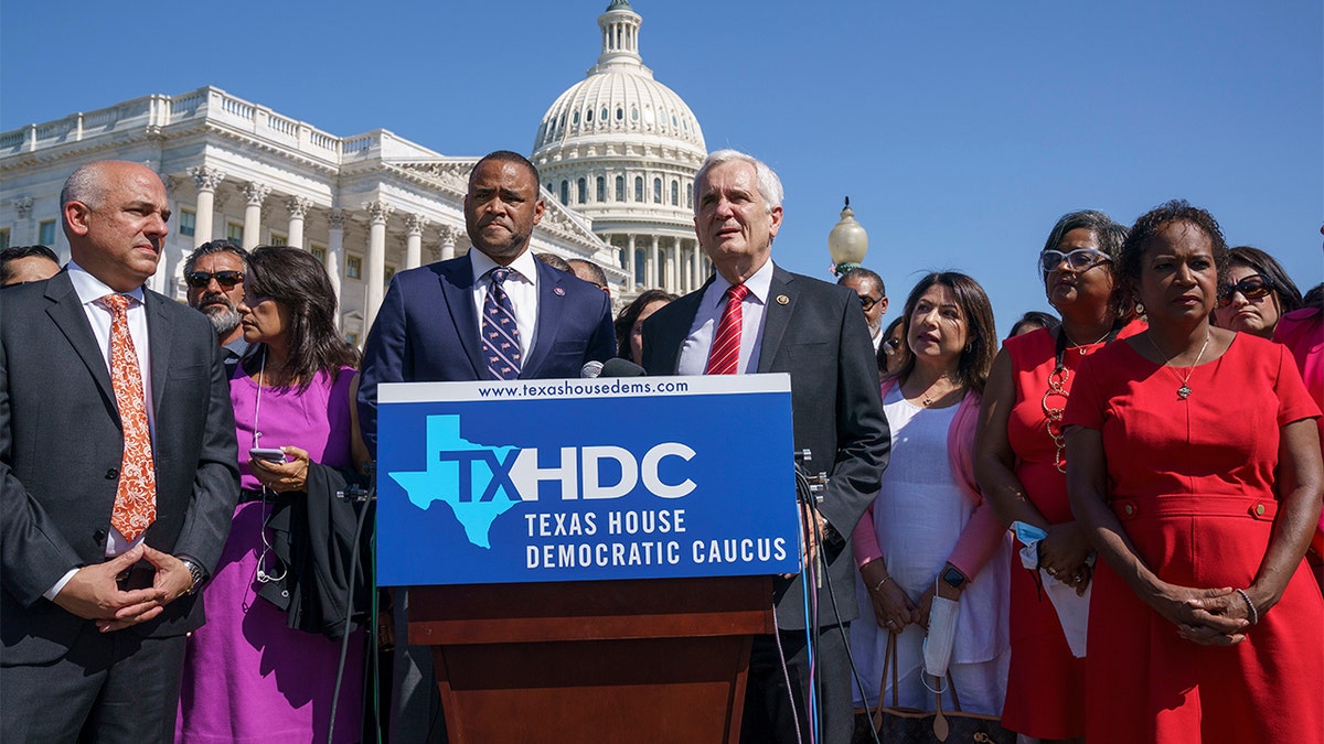 Texas House Democrats in front of the U.S. Capitol building