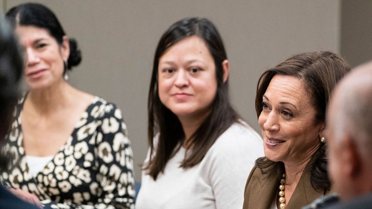 Vice President Kamala Harris meets with Democrats from the Texas state legislature at the American Federation of Teachers, Tuesday, July 13, 2021, in Washington. (Associated Press)