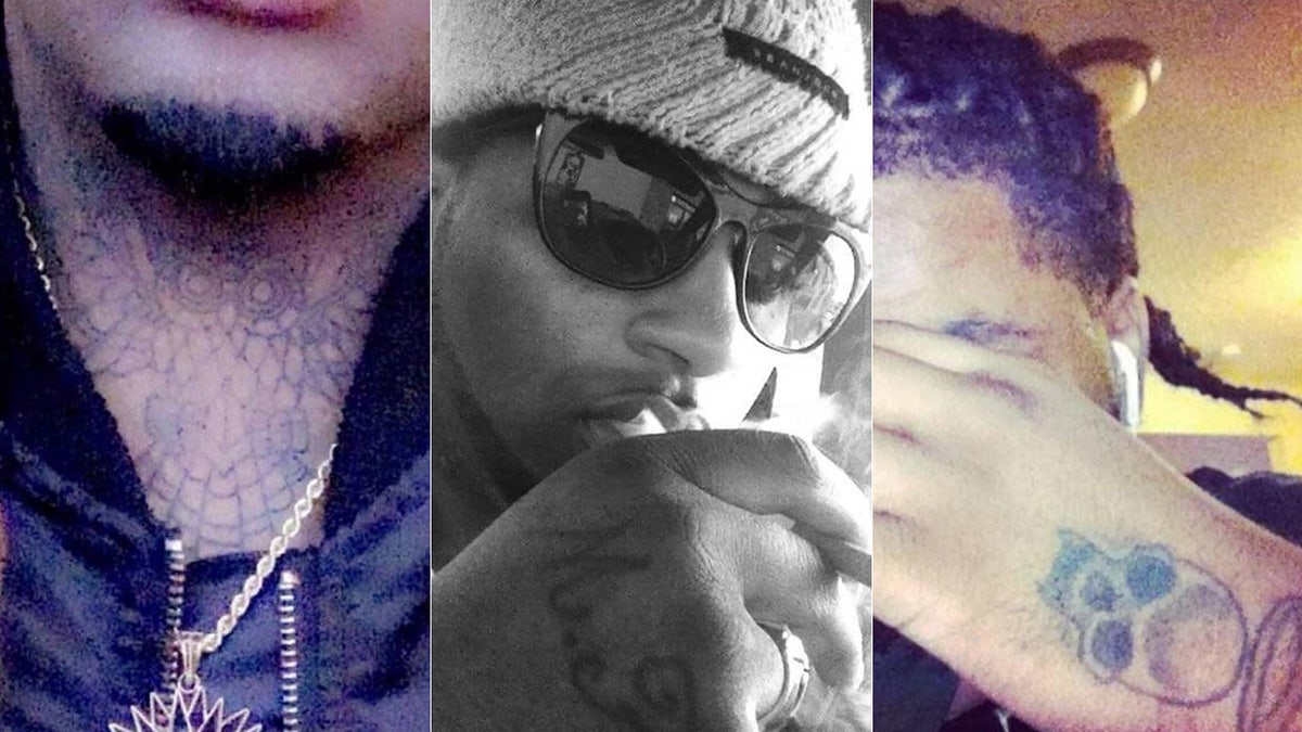 Authorities released several photos showing Christopher Terrell Anderson's distinct tattoos on his neck and hands. 