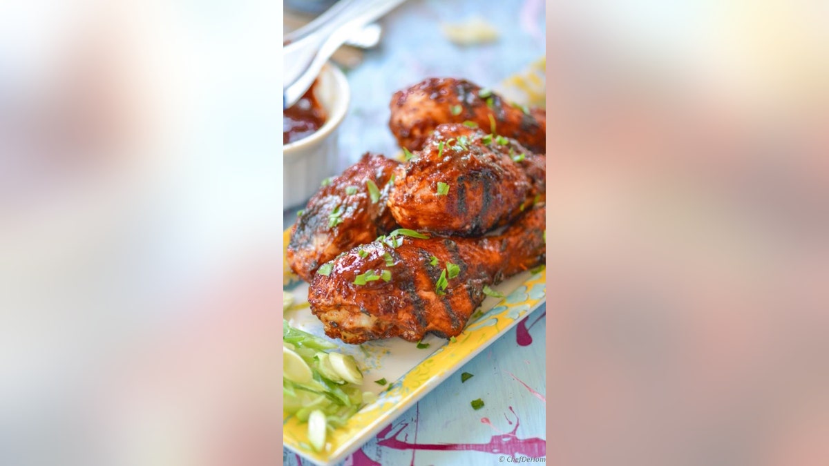 Whatever of the barbecue sauce that isn't used on the chicken drumsticks can be stored in the fridge and used on other dishes for up to two months, Verma writes on her blog.