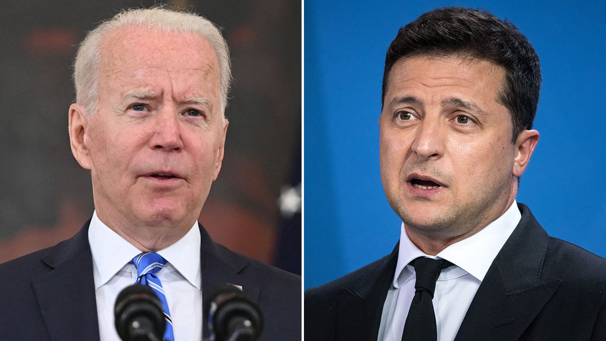 BERLIN, GERMANY - JULY 12: Ukrainian President Volodymyr Zelensky and the German Chancellor (not pictured) give statements ahead of talks at the Chancellery on July 12, 2021 in Berlin , Germany. (Photo by Stefanie Loos-Pool/Getty Images)