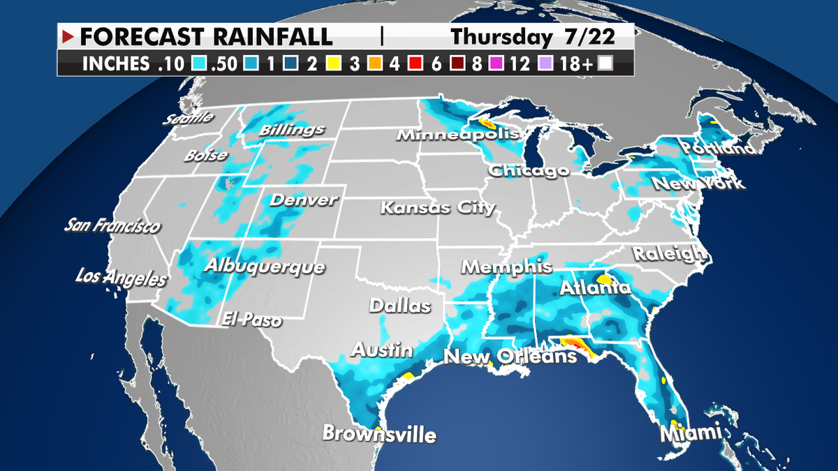 Expected rainfall totals through Thursday. (Fox News)