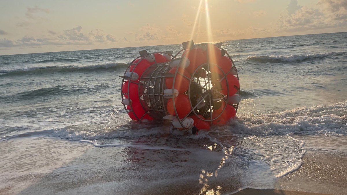 A Florida man washed ashore inside a bubble-type vessel on Saturday morning after an apparent attempt to walk on water.