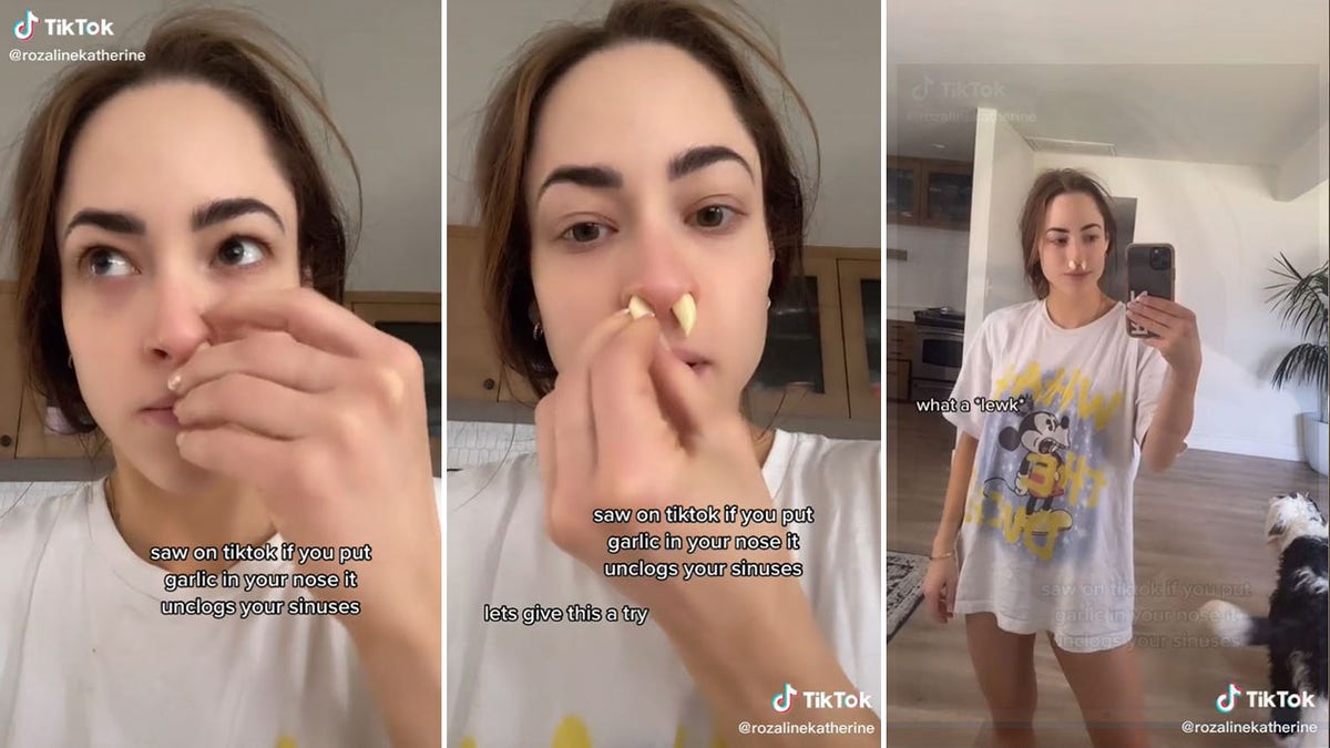 TikTokers are touting garlic as a remedy to clear sinuses, but doctors say putting cloves up your nostrils could cause irritation.